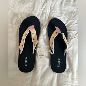 NWT J.Crew Embroidered Pineapple Flip Flops size 11